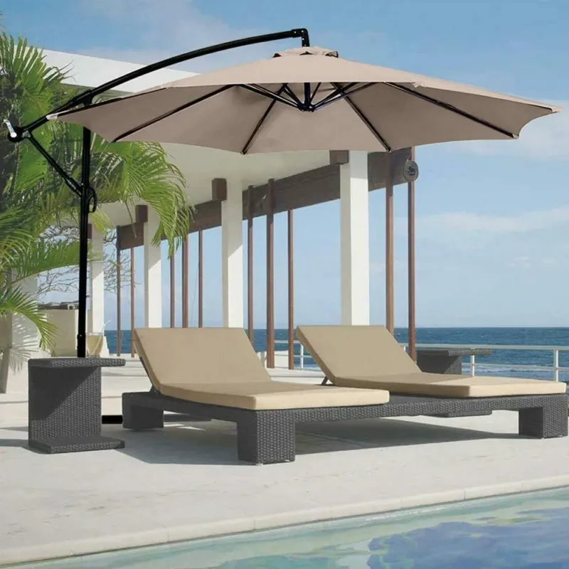 Ombrellone Giardino Decentrato 3x3 Mt Palo Alcciaio Gazebo Piscina Tortora Promozione Esclusiva