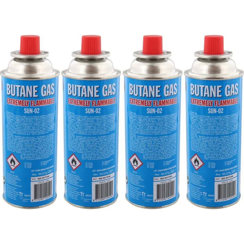 Prezzo Scontato Set 4 Cartucce Gas Butano da 227 gr Ricarica Gas Ø70 x 20 cm Ideale per Barbecue