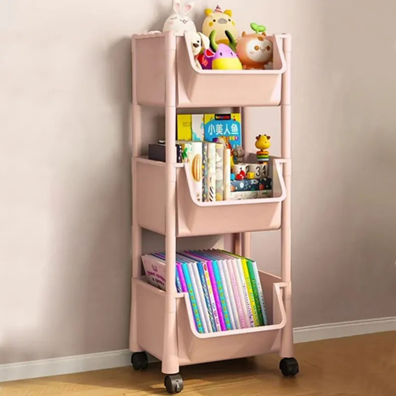 Carrello Multiuso con Ruote Scaffale Portaoggetti Libreria Salvaspazio Rosa Quantità Limitata