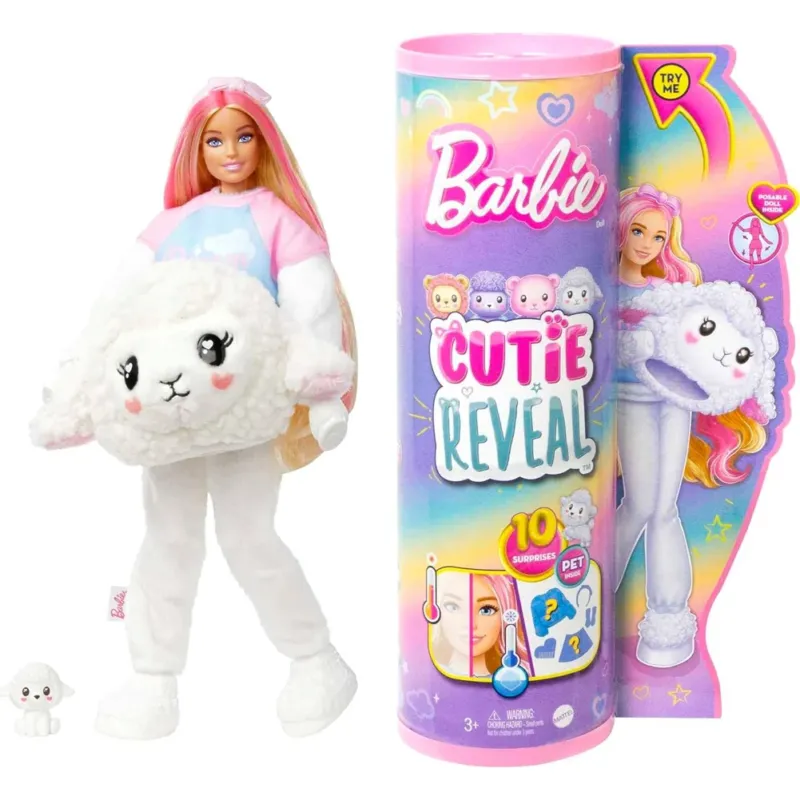 Barbie Cutie Reveal Serie Pigiamini Bambola con Costume da Agnellino 10 Sorprese Saldi