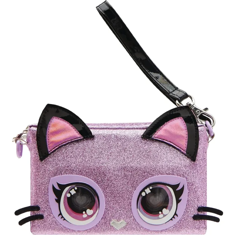 Purse Pets Keepin It Clutch Purdy Purrfect Borsetta Viola Gattino Occhi Luminosi Bestseller