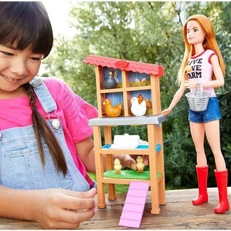 Bambola Barbie Carriera Fattoria dei Polli con Galline Pollaio e Accessori Gioco Spedito Oggi