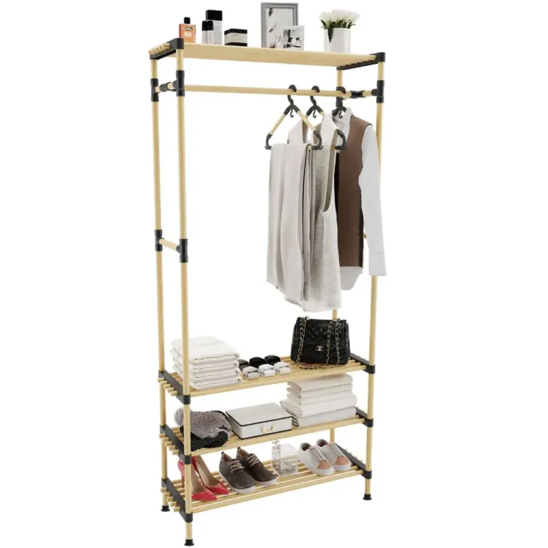 Must-Have Appendiabiti Attaccapanni Struttura Legno Panca Scarpiera 4 Ripiani Porta Scarpe