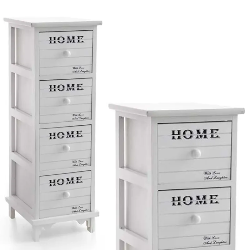 Compra Oggi Stesso Cassettiera Mobile Mobiletto Salvaspazio 4 Cassetti Slim Decoro Bianco Home Decor