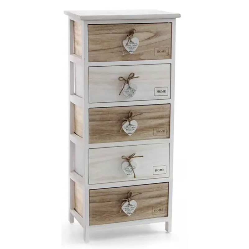 Bestseller Cassettiera Mobile Mobiletto Salvaspazio 5 Cassetti Legno Ripiani Larghi Decoro Stile Retro Design Cuori