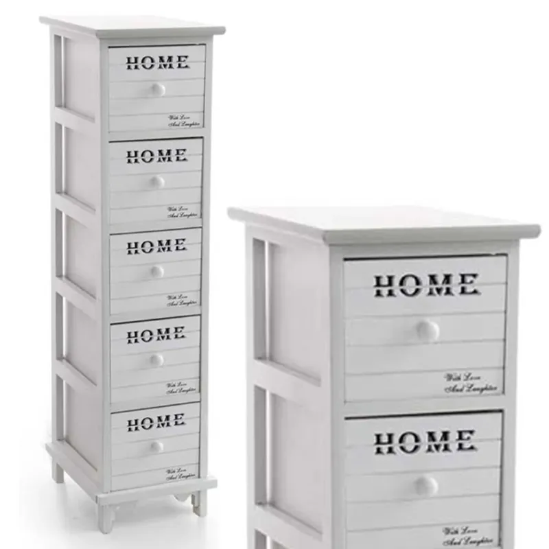 Cassettiera Mobile Salvaspazio 5 Cassetti Slim Bianco Design Retro Home Decor Promo Stagionale