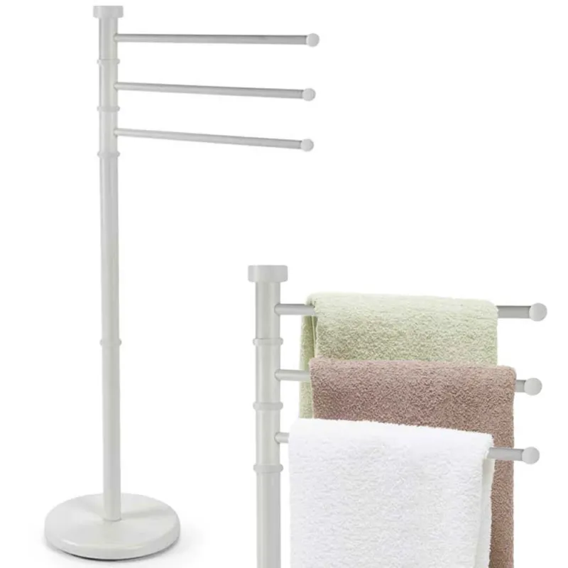Esclusivo Piantana Portasciugamani Milano da bagno 3 Bracci in Metallo Bianco 22x31x85 cm