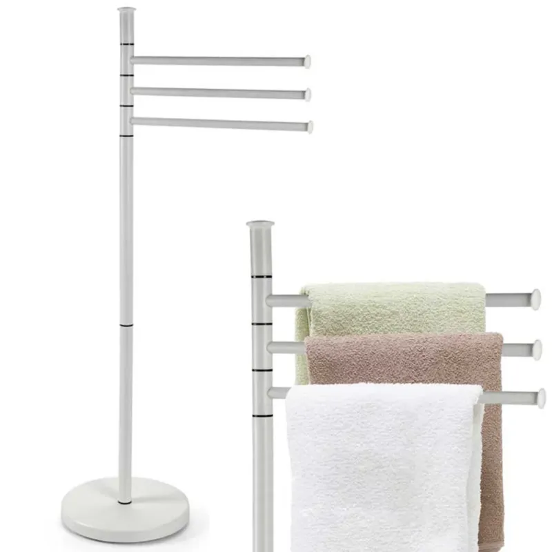 Economico Piantana Portasciugamani Parigi da Bagno 3 Bracci in Metallo Bianco 20 x 83 cm