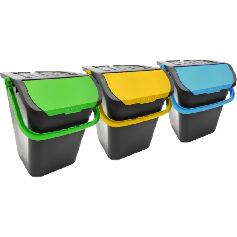 Set 3 Pattumiere Raccolta Differenziata Bidone Pattumiera Spazzatura 35 Litri Sconto