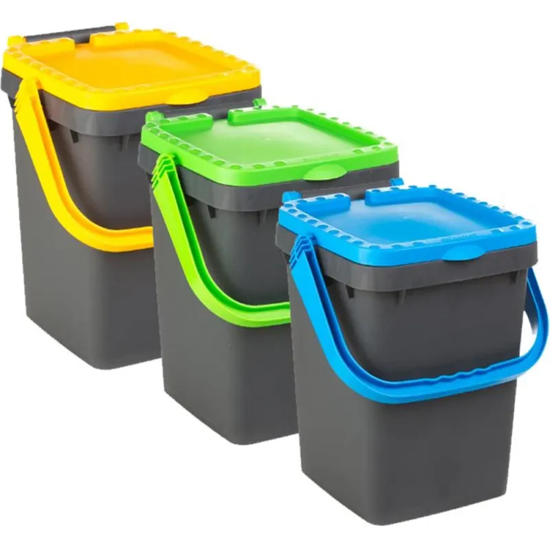 Set 3 Pattumiere Raccolta Differenziata Bidone Pattumiera Spazzatura 50 Litri Prezzo Ridotto