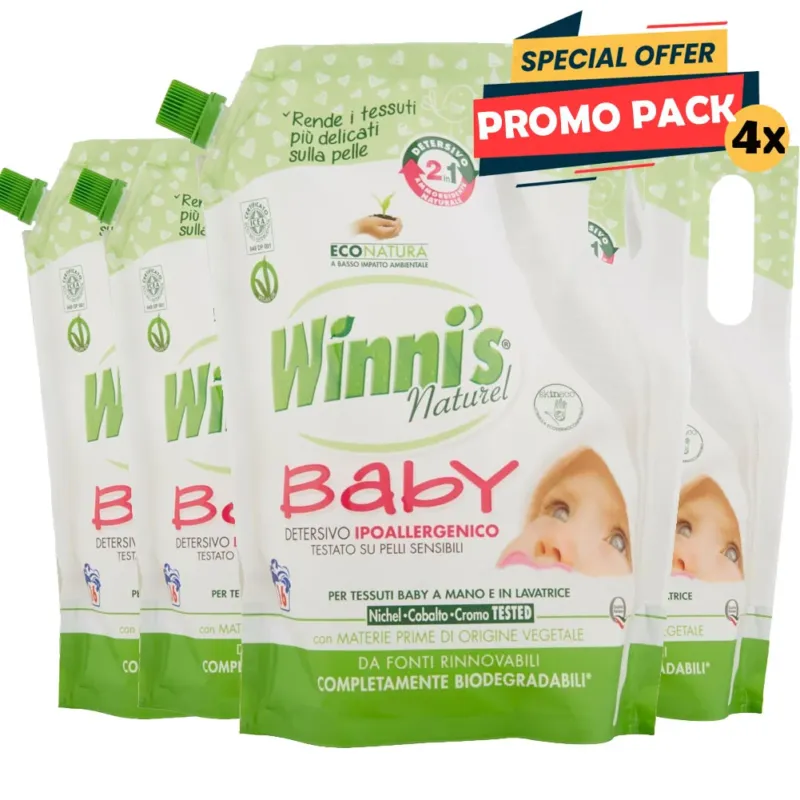 Subito Disponibile 4 x 800 ml Winni‘s Naturel Detergente Lavatrice Baby Promo Pack