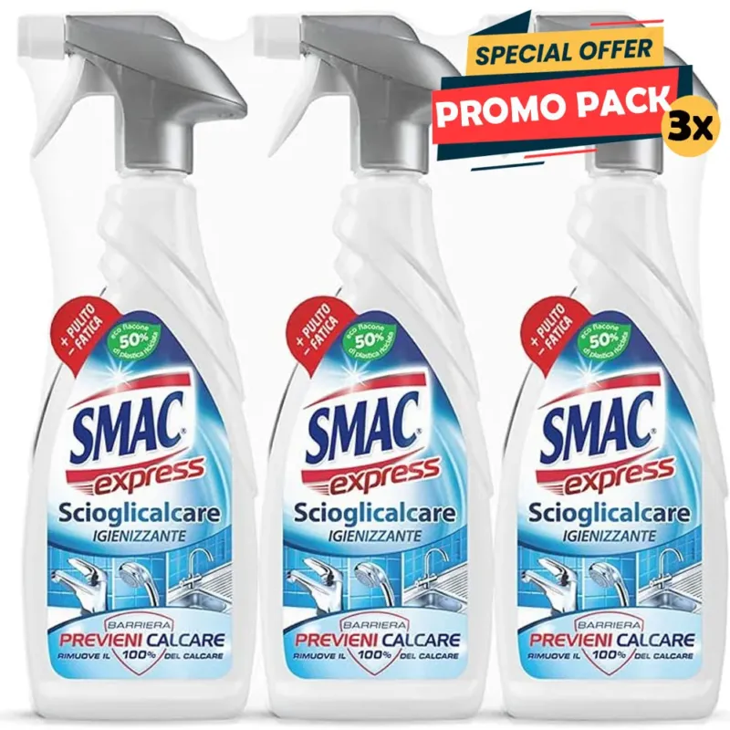 3 x 650 ml Smac Express Scioglicalcare Igienizzante Spray Detergente Anticalcare Prezzo Basso