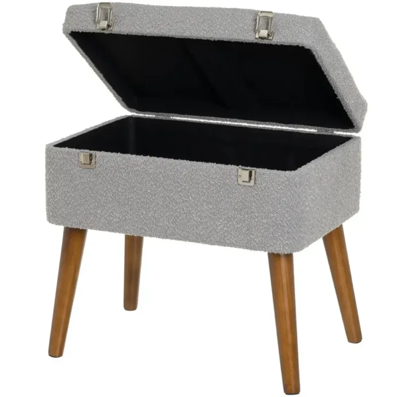 Pouf Contenitore Forma Valigia Apribile Cassapanca Poggiapiedi Grigio Chiaro Novità