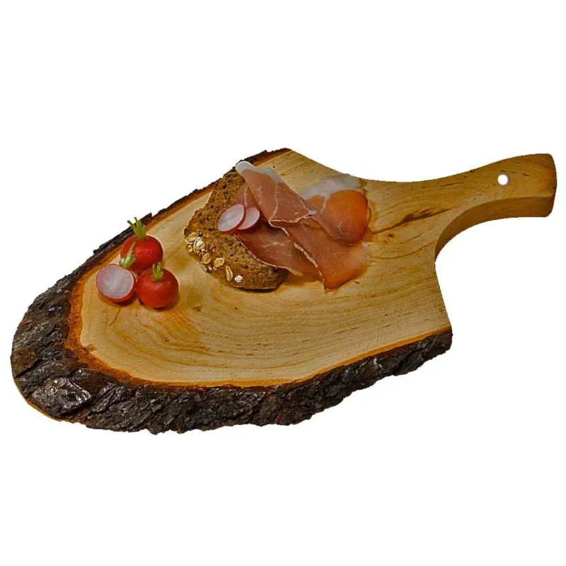 Esclusivo Tagliere Ovale In Legno Corteccia Con Manico 50x20cm Salumi Formaggi Affettati
