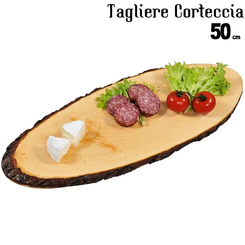 Tagliere Ovale In Legno Corteccia 50 cm Salumi Formaggi Affettati Antipasti Occasione