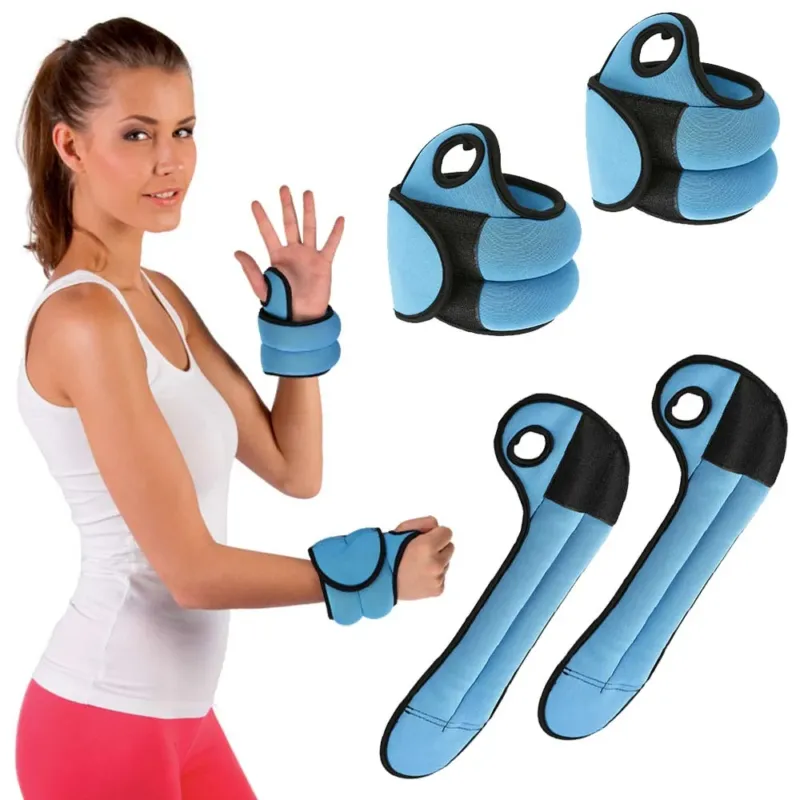 Set 2 Pesi Polsi e Caviglie 0,5 kg Allenamento Palestra Aerobica Fitness Blu Prezzo Scontato
