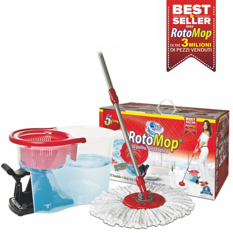 Nuova Collezione Rotomop Roto Mop Superfive Mocio Rotante in Microfibra Con Secchio Strizzatore