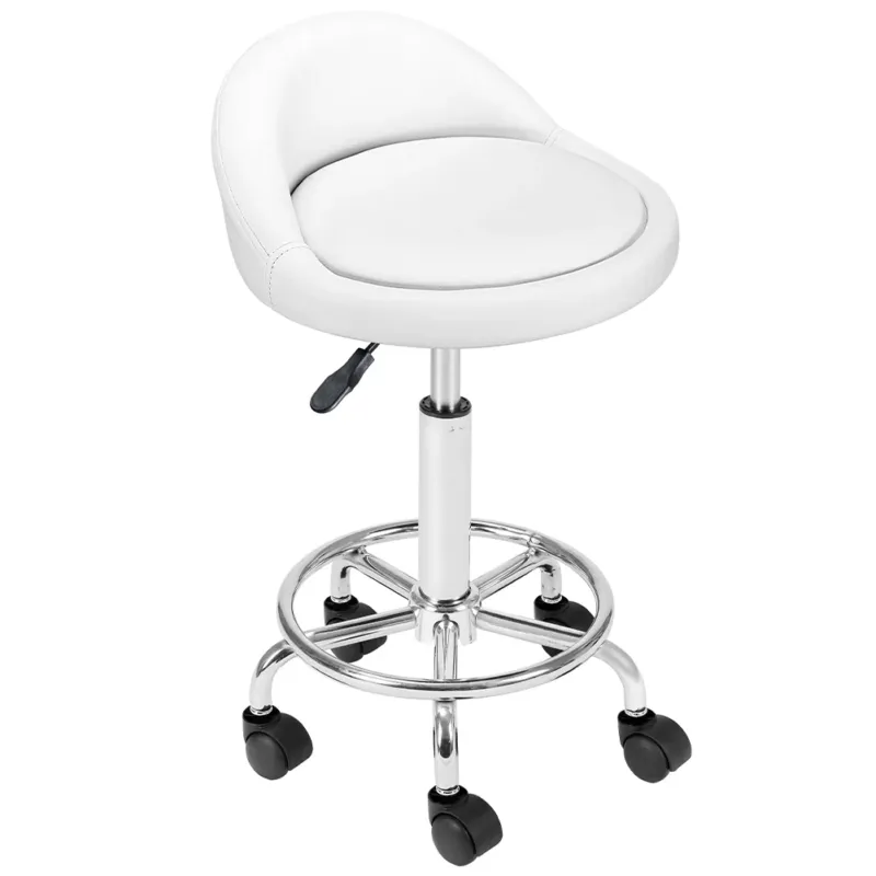 Sgabello con ruote Bianco Seduta imobottita e Schienale Basso, Base Acciaio 360 Must-Have