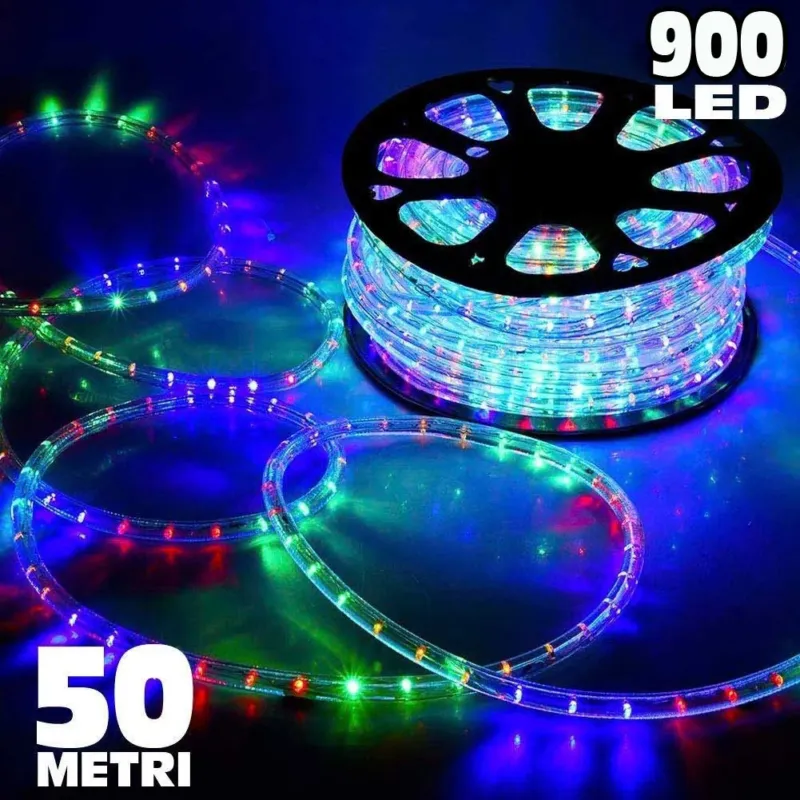 Scelto Dai Clienti Tubo Luminoso 900 LED - 50 MT Multicolor USO ESTERNO Controller 8 Giochi LUCE