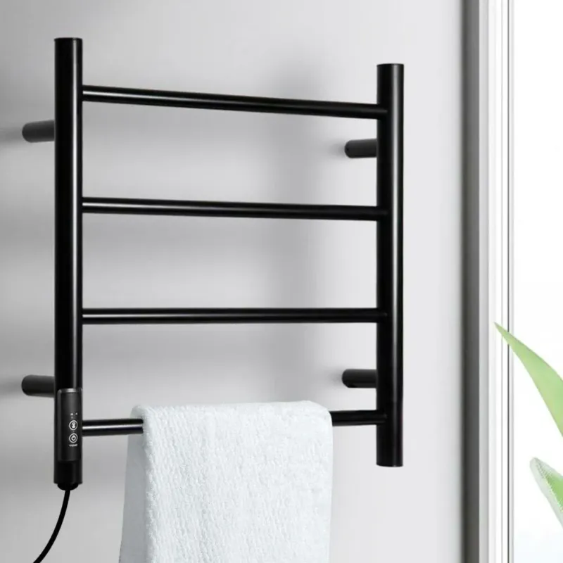 Consegna Rapida Scaldasalviette Termoarredo Elettrico Bagno Asciugabiancheria 4 Elementi Nero