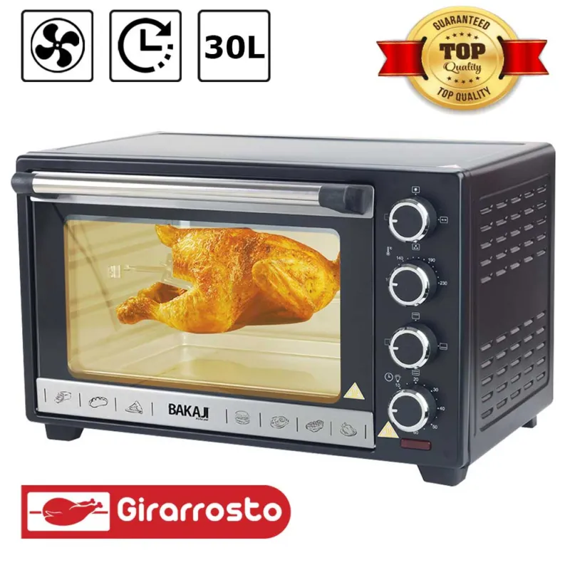 Forno Fornetto Elettrico Ventilato 30 litri 1600 W Luce Interna Timer Girarrosto Ordina Subito