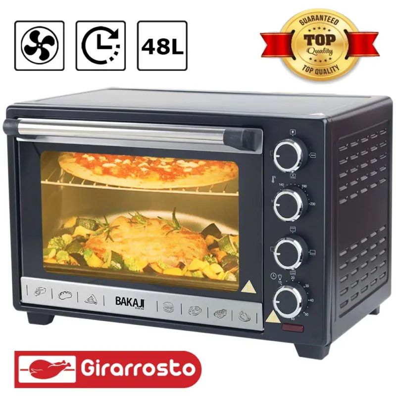 Forno Fornetto Elettrico Ventilato 48 litri 2000W Luce Interna Timer Girarrosto Offerta Speciale
