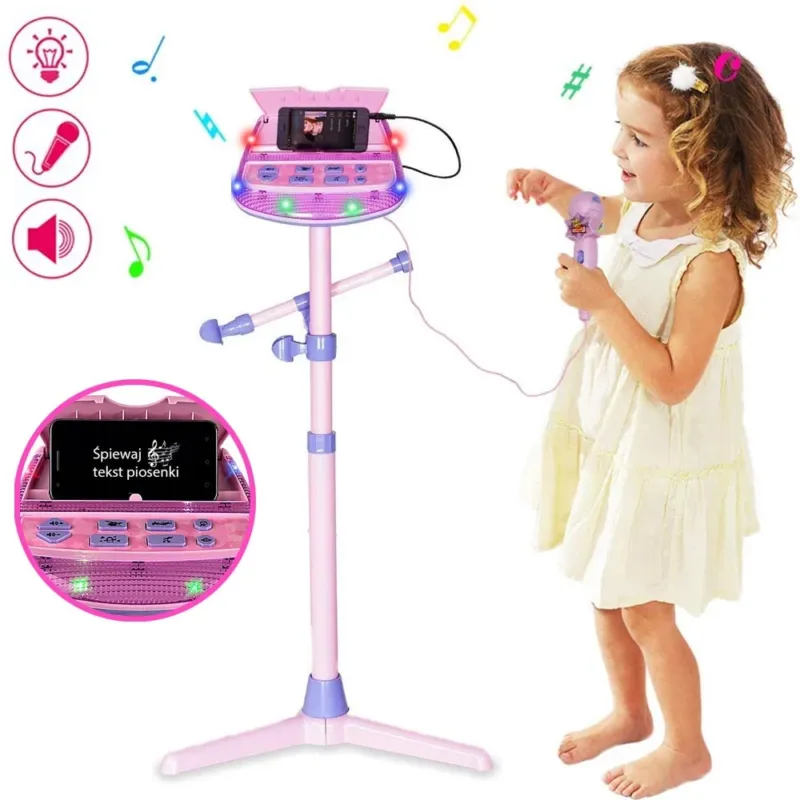 A Buon Prezzo Microfono Karaoke Giocattolo Bambini con Attacco MP3 Smartphone Asta Regolabile