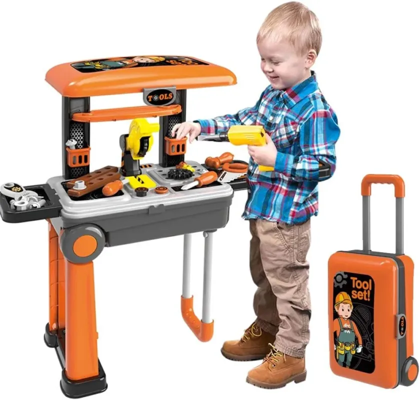 Acquista Ora Banco da Lavoro Richiudibile Trolley Giocattolo per Bambini Attrezzi Idea Regalo