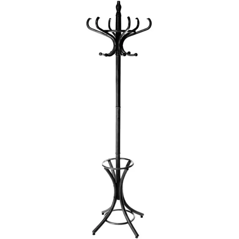 Solo Oggi Attaccapanni Appendiabiti a Piantana in Legno 12 Ganci Colore Nero 51x51x184cm
