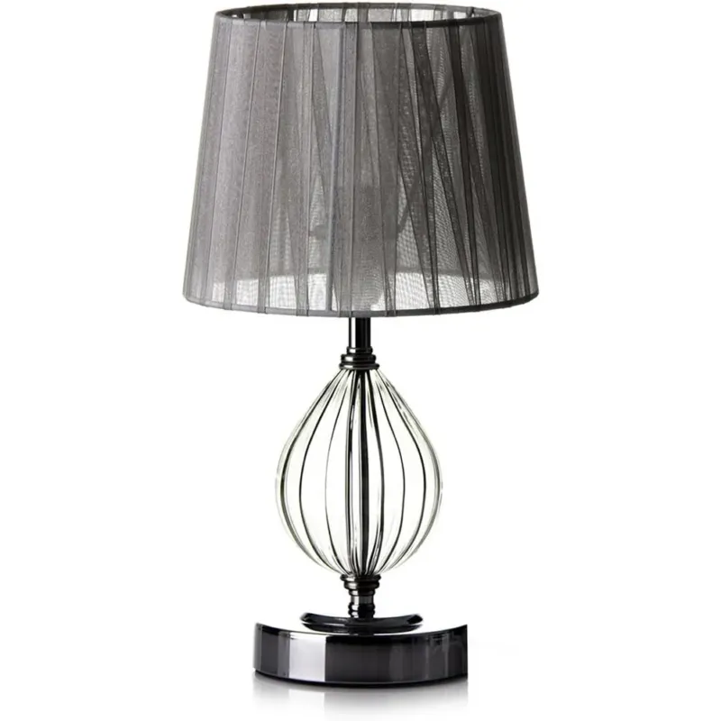 Lampada da Tavolo Araba Lume Comodino Argento Abat Jour Paralume Camera Letto Consegna Rapida