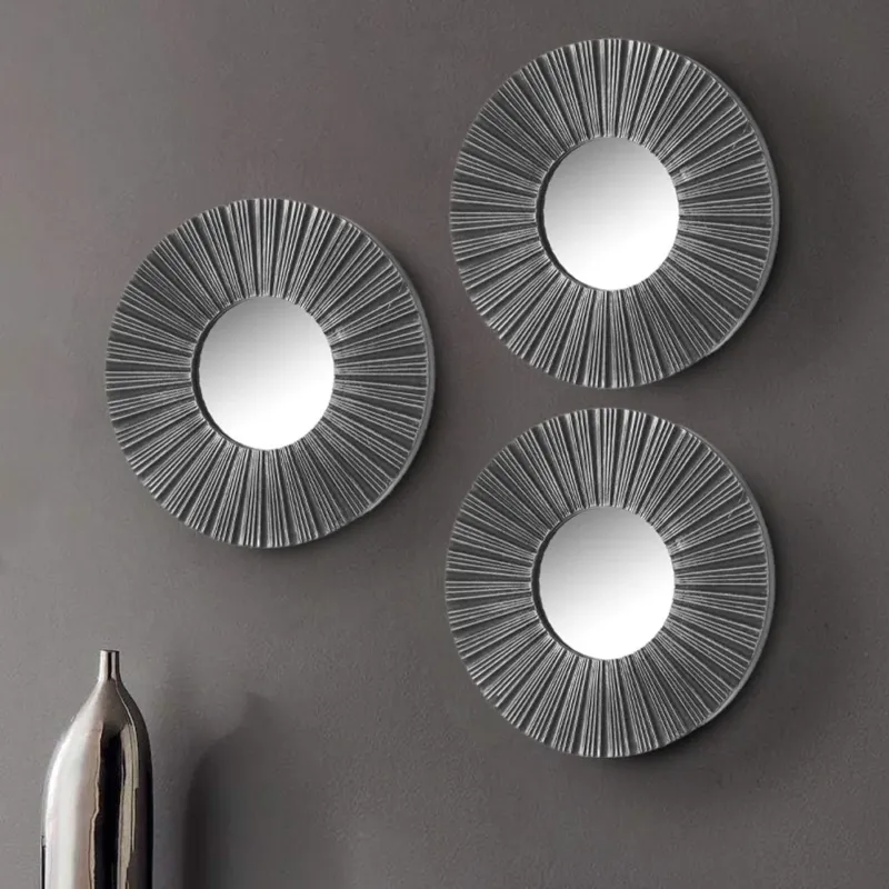 Consegna Rapida Specchi Rotondi da Parete Cornice Moderna Specchio Forma Rotonda con Righe 25 cm