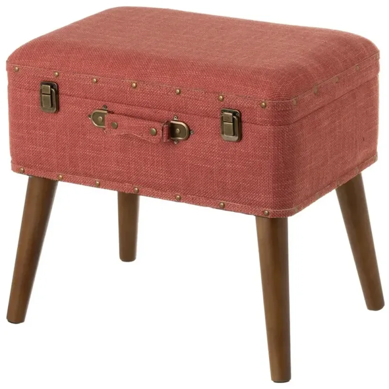 Pouf Contenitore Valigia Apribile Sgabello Cassapanca Poggiapiedi Tela Corallo Ultime Pezzi