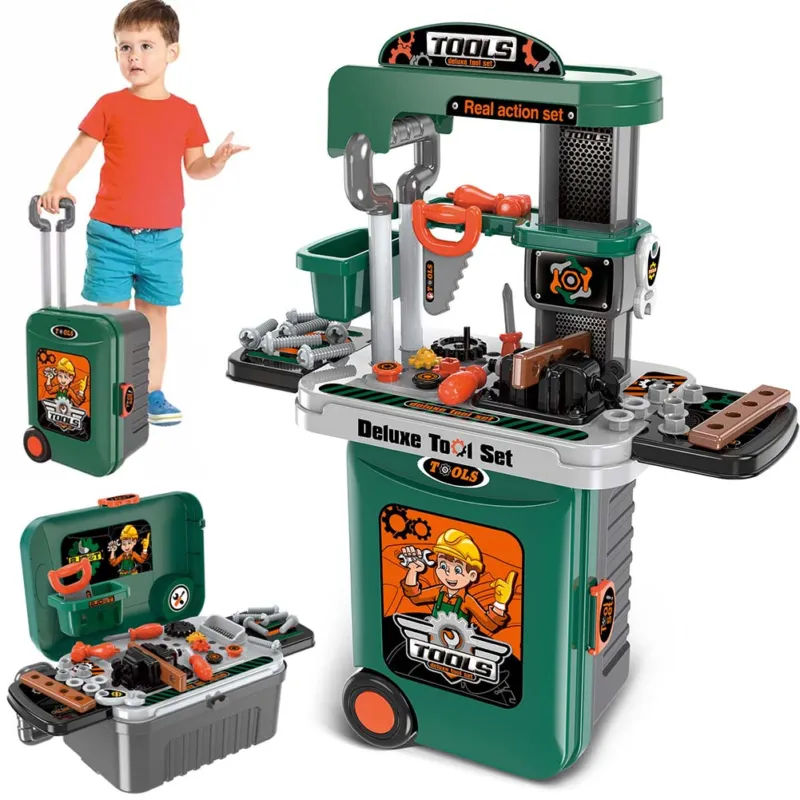 Popolare Banco Attrezzi Giocattolo Bambini Richiudibile Trolley Valigetta 25 Accessori