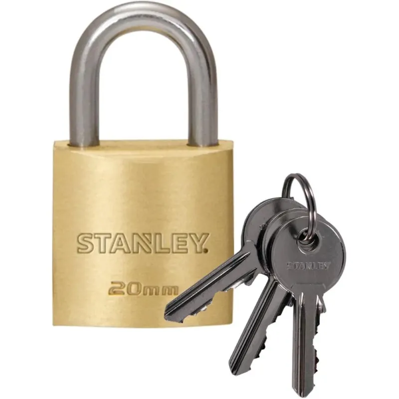 Stanley Lucchetto Arco Standard in Acciaio Cementato Corpo Ottone 20 mm 3 Chiavi Popolare