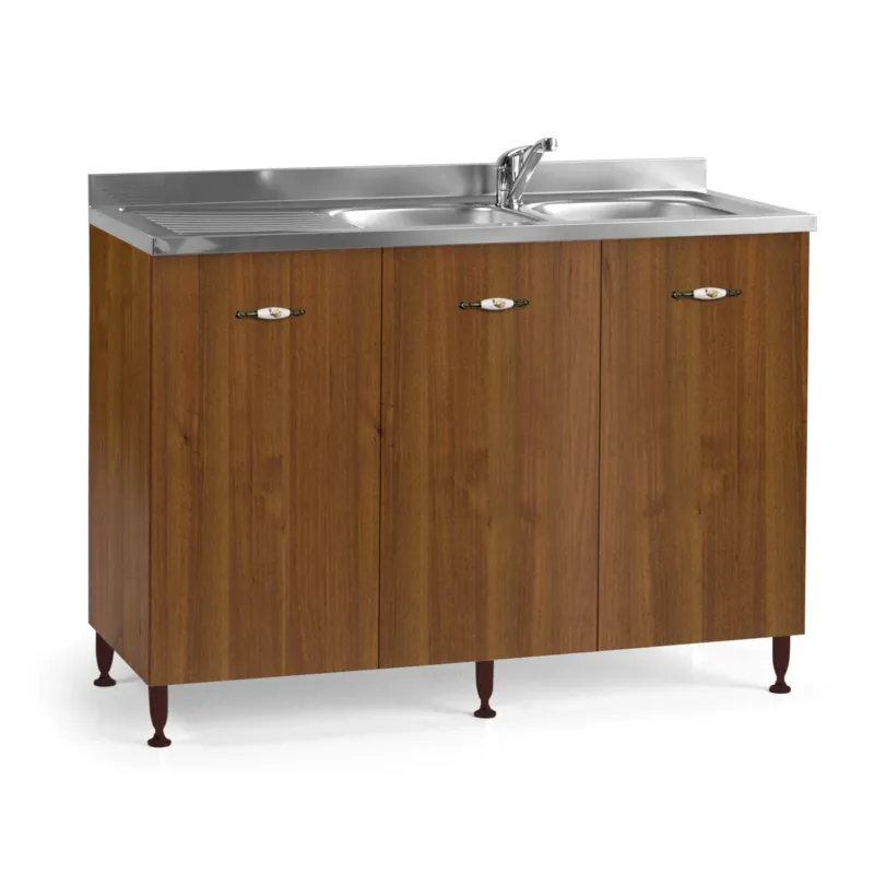 Mobile Sottolavello Noce Antico 3 Ante ideale per cucine componibili (85x50x120) Professionale