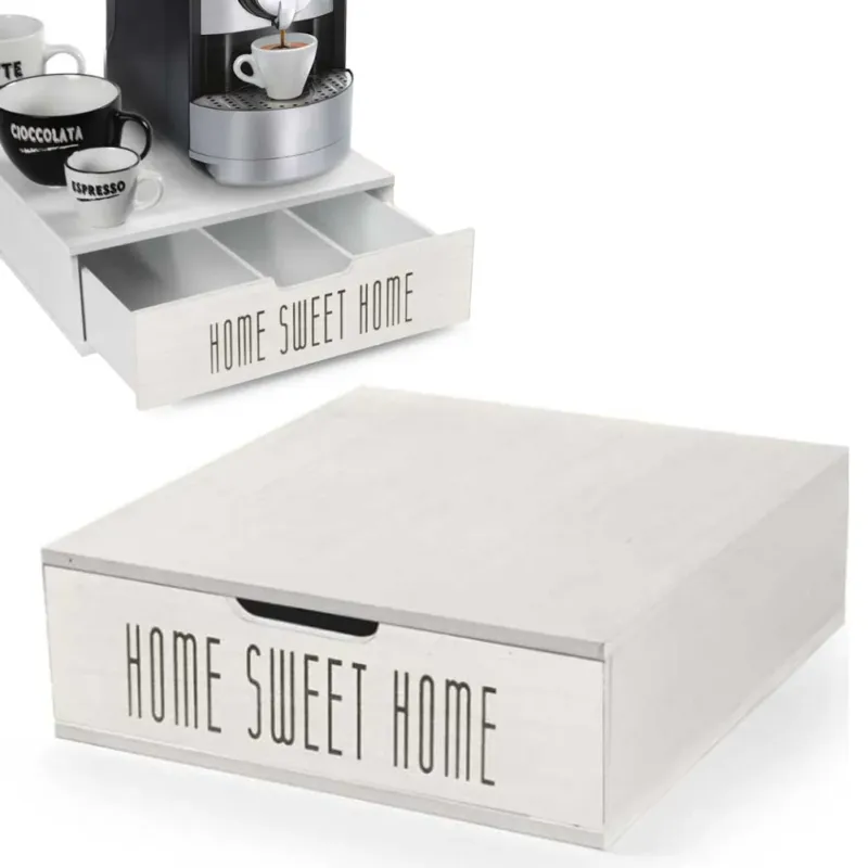 Professionale Portacapsule Contenitore Cassetto Estraibile Porta Capsule Bianco 29x32x10 cm