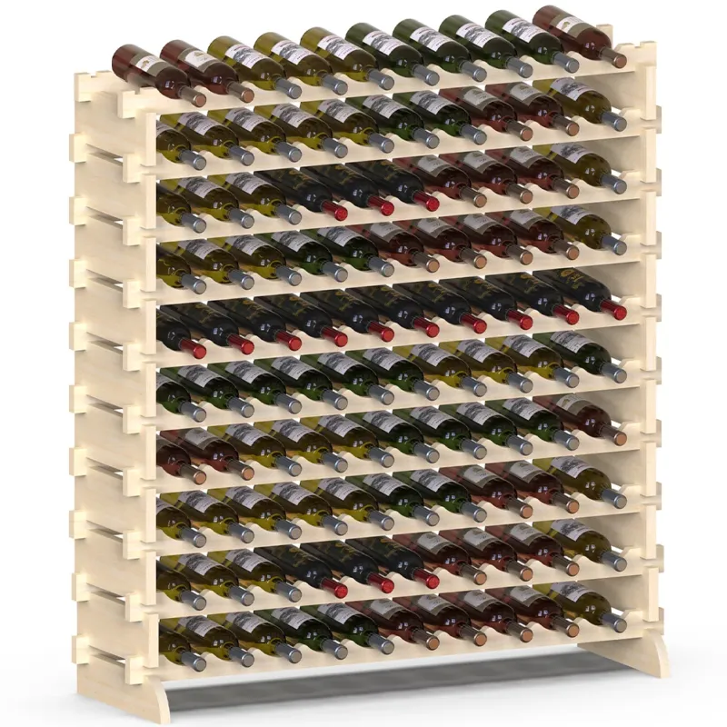 Cantinetta Portavino in Legno Naturale 100 Scomparti Bottiglie Bar Portabottiglie Offerta Speciale