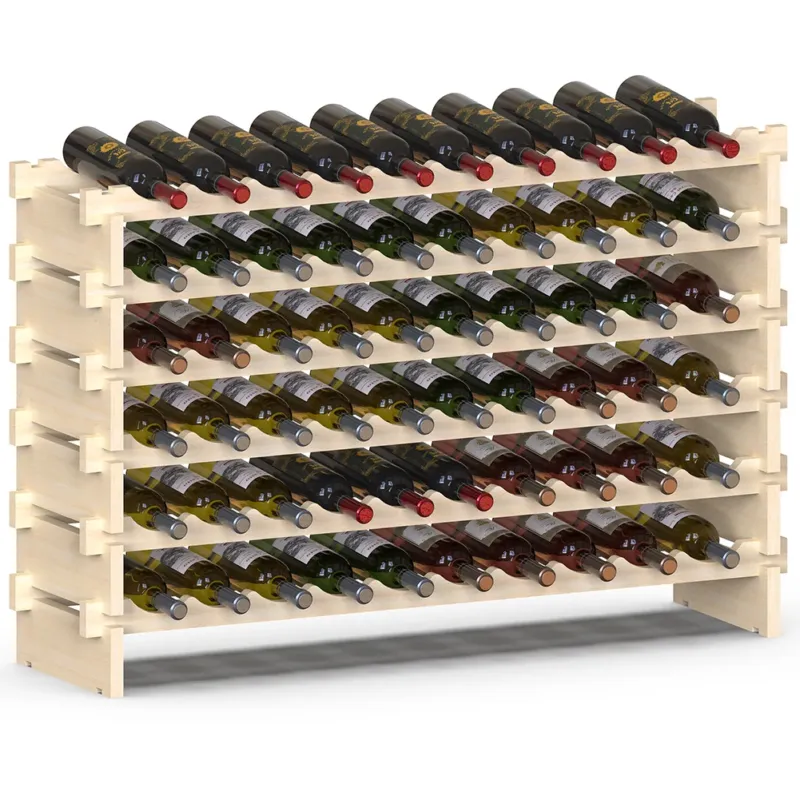 Popolare Cantinetta Portavino in Legno Naturale con 60 Scomparti Vino Bar Portabottiglie