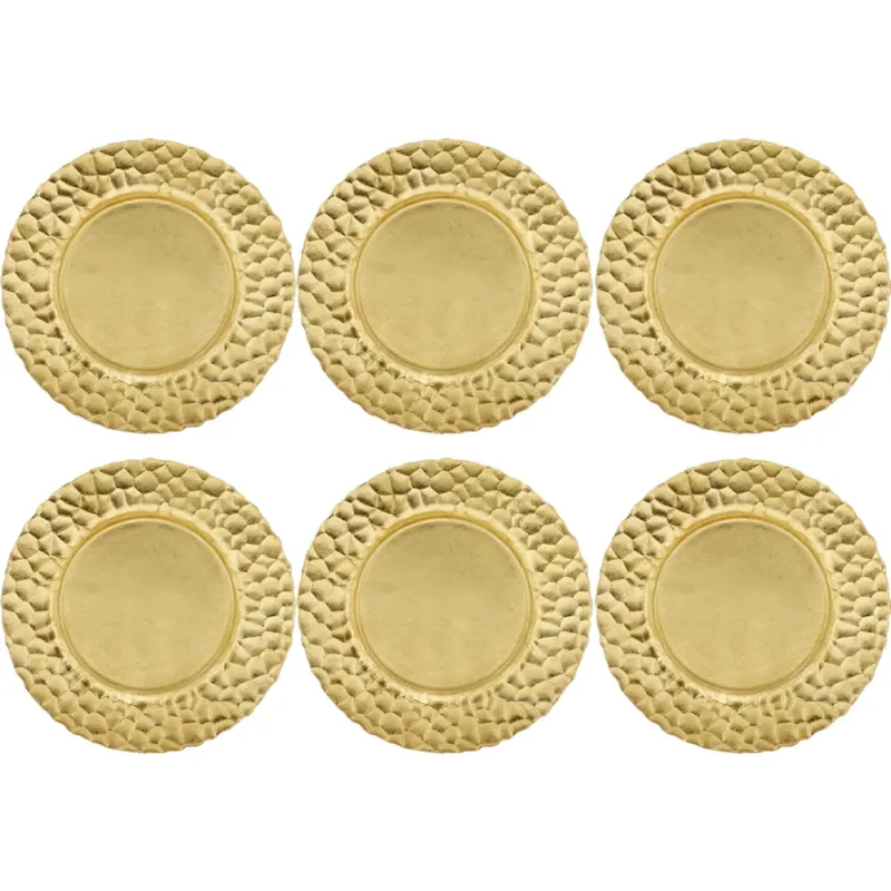 6xSottopiatti Decorazione Natalizio Sottopiatto Addobbo Tavola Natalizi 33cm Oro Prezzo Ridotto
