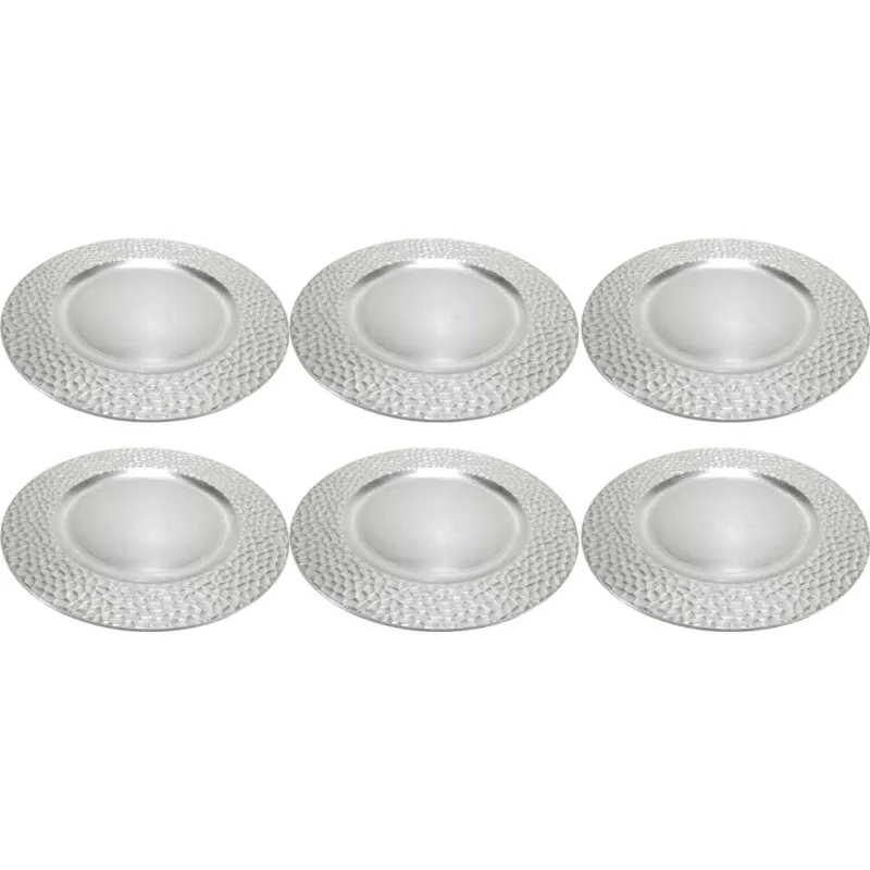 6x Sottopiatti Decorazione Natalizio Sottopiatto da Tavola Natalizi 33cm Argento Promo Stagionale