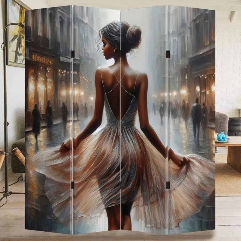 A Buon Prezzo Paravento Separé 4 Pannelli Struttura Legno Stampa La ballerina 180 x 161 cm