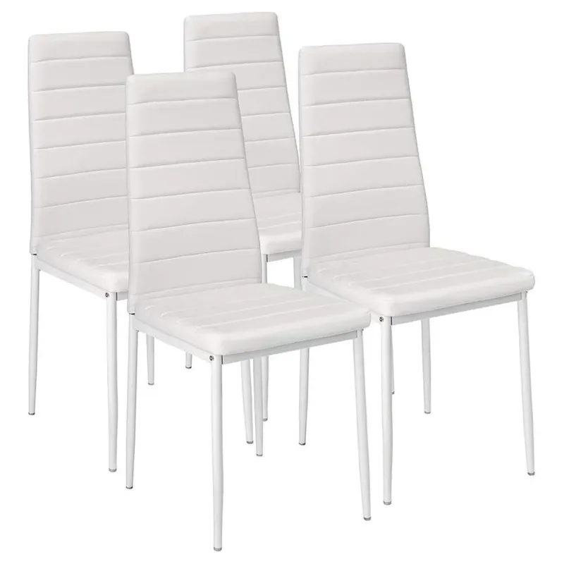 Set 4 Sedie Moderne sala Pranzo Salotto Cucina Seduta Imbottita Ecopelle Bianco Super Prezzo