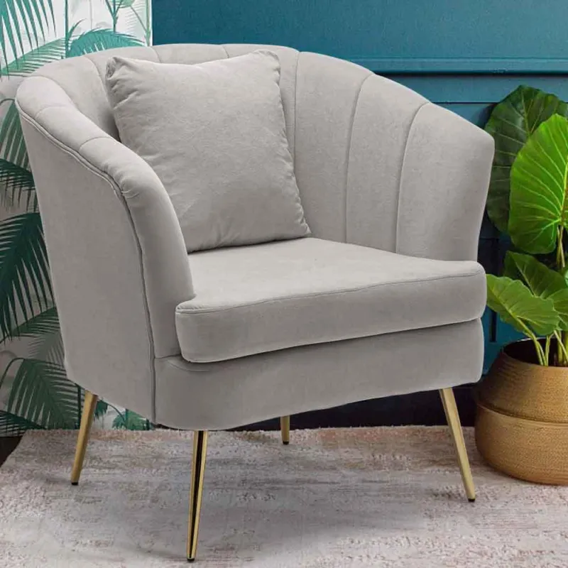 Occasione Imperdibile Poltrona Sedia Relax in Tessuto e Metallo Imbottita Design Moderno Grigio Oro