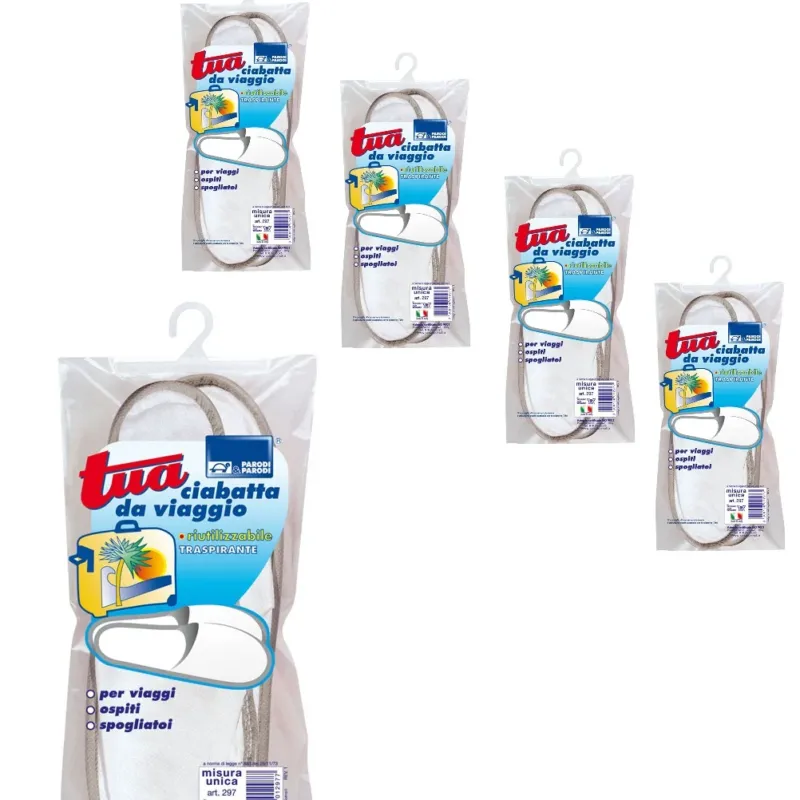 Ciabatta da Viaggio portatile 5pz Misura Unica Traspiranti Riutilizzabili Subito Disponibile