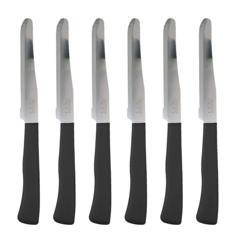 Prezzo Scontato Coltelli da Tavola Nero 24pz Manico in Polipropilene Doppia Affilatura 22cm