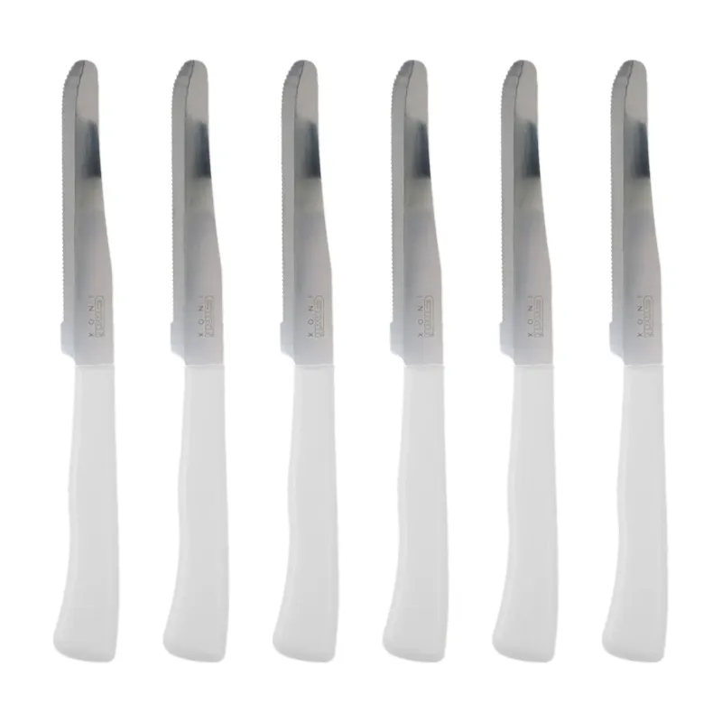 Esclusivo Coltelli da Tavola Bianco 24pz Manico in Polipropilene Doppia Affilatura 22cm