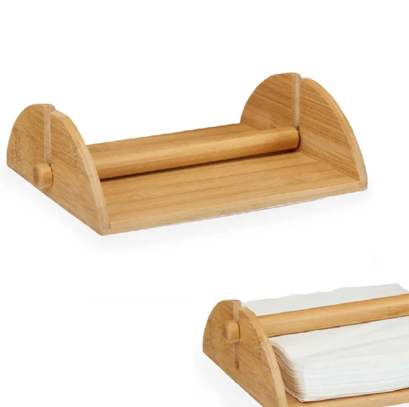 Porta Tovaglioli in Legno di Bambù 18 x 23.5 h 6.8 cm Stile Moderno Da Cucina Spedizione Espresso