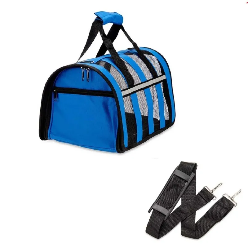 Ultima Occasione Trasportino Animali Idrorepellente Traspirante Maniglia Tracolla 29x49X28 cm Blu