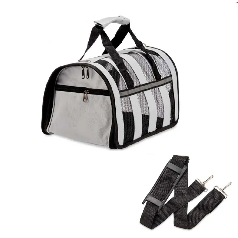Trasportino Da Viaggio Animali Idrorepellente Traspirante 23x35x22cm Grigio Occasione Imperdibile