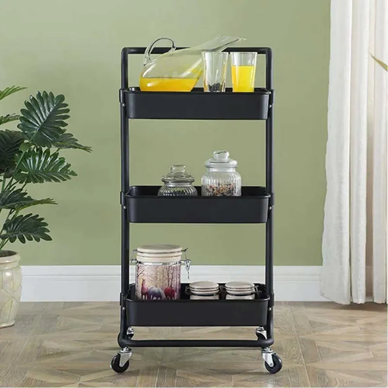 Miglior Prezzo Carrell Salvaspazio o Trolley Cucina 3 Cestini Metallo e Abs 42x35.5x86 Nero